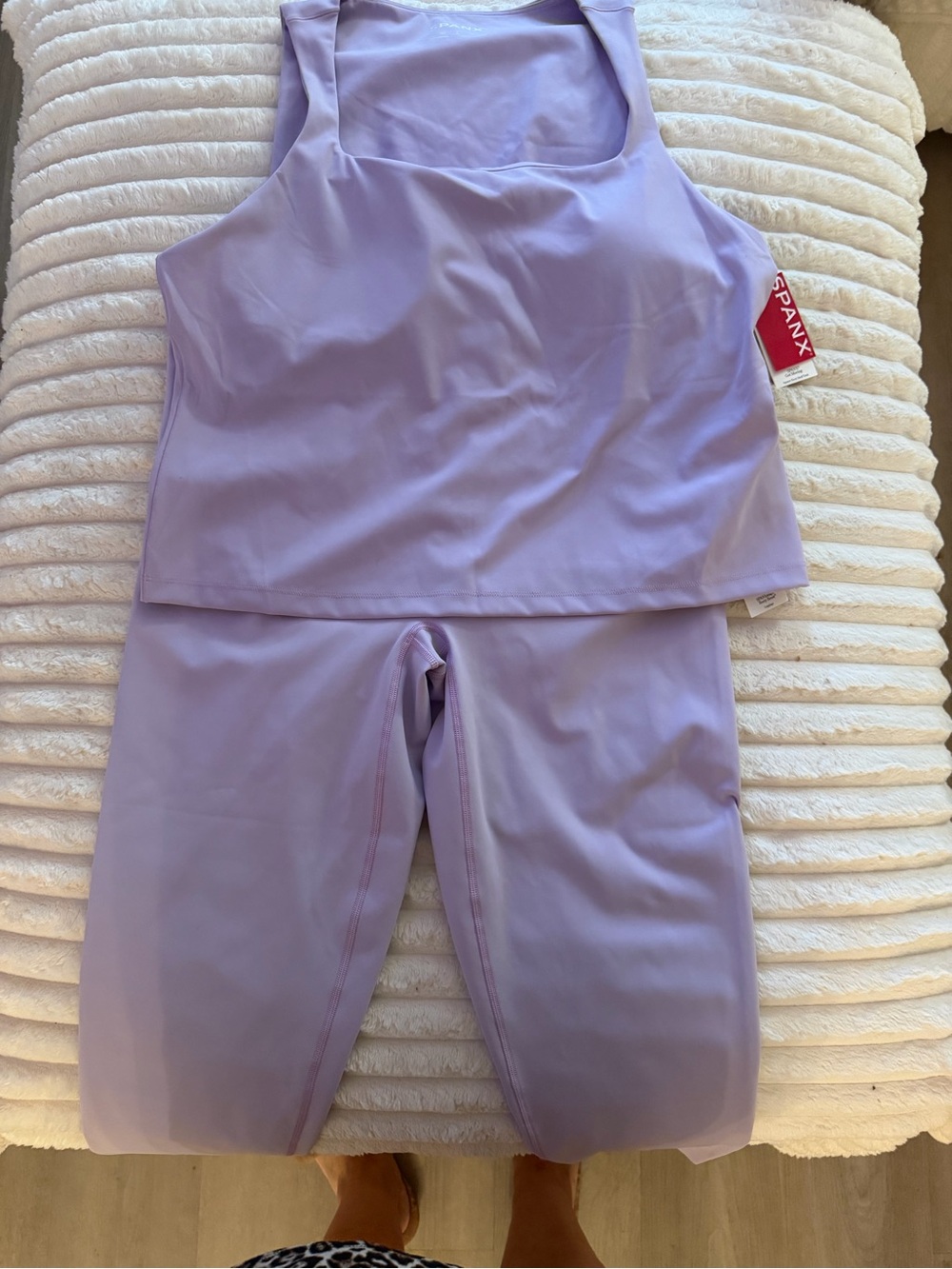SPANX Lavender Scoop Neck Active Tank & Leggings Set